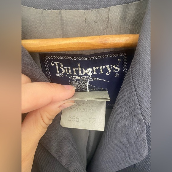 Burberry’s Gray Virgin Wool Blazer Coat Size 16 Vintage Oversized *damaged* - Picture 2 of 14